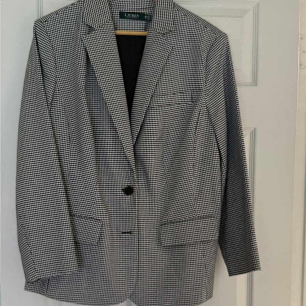 NWOT Ralph Lauren Black and White Houndstooth Blazer
